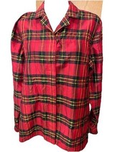 Cold water Creek Red Plaid Silk Top Womens Sz L Tartan Holiday Christmas... - $416.99 MXN