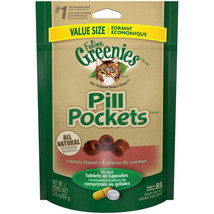 Greenies Feline Pill Pockets Cat Treats Salmon 1ea/3 oz, 85 ct - £17.51 GBP