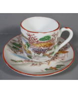 Japanese Cup &amp; Saucer VINTAGE Hand Painted Landscape Porcelain Mini 1.5&quot;... - $12.77