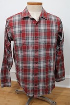 Patagonia M Red Gray Plaid Organic Cotton Worn-In Distressed Long Sleeve... - £20.95 GBP