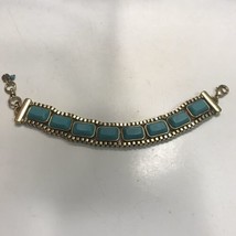 Lucky Brand Gold-Tone Turquoise Color Chunky Panel Bracelet - £16.98 GBP