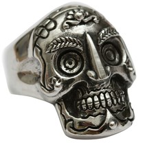 Tibetan Ornate Skull Unisex Fine .925 Sterling Silver Ring Femme Metale 7-13 NWT - £255.20 GBP