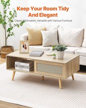 VEVOR Rattan Coffee Table, Mid Century Coffee Table, Rectangle Wood Coff... - $2,661.88 MXN