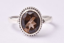 925 Sterling Silver Smoky Quartz Gem Rose Gold/Gold Plated Wedding Ring GRS-1164 - £30.72 GBP+