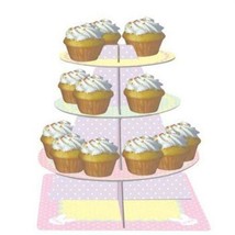 Dot Stripes &amp; Bunnies Tiered Cupcake Server Easter Cupcake Stand Easter ... - £29.60 GBP