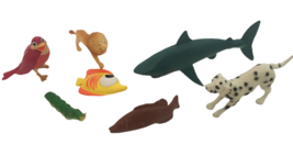 Toy Animal Lot 7 Plastic Dalmatian Dog Fish Lion Shark Bird Small Pretend Play - £7.85 GBP