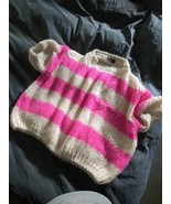 GG Luxe Ladies Knitted jumper pink and cream Sweater One size  good for S—L - $34.01 CAD