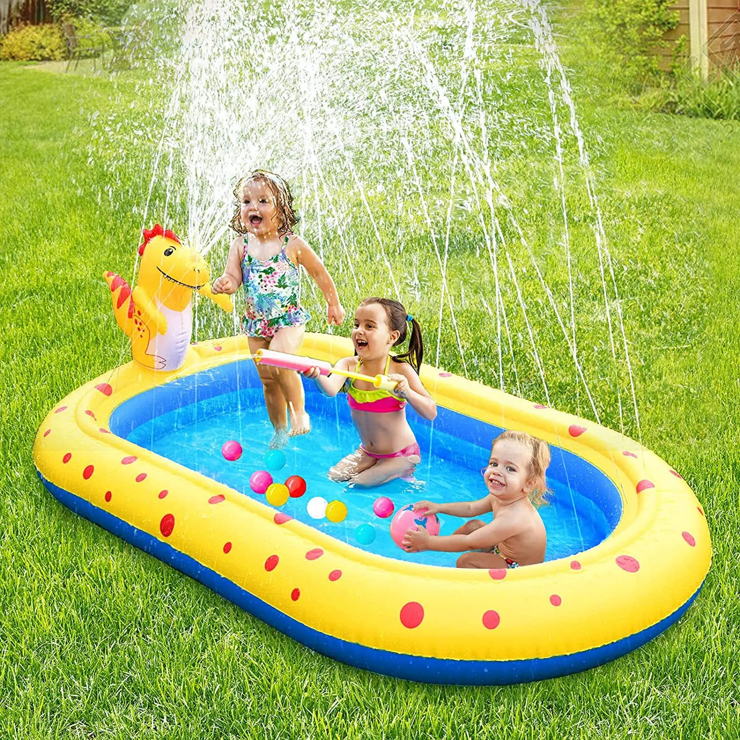 Inflatable Swimming Pool Dinosaur Fountain Dolphin Splash Pad Outdoor Children&#39;s - £40.17 GBP