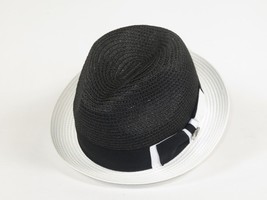 Men's Bently Semi Crushable Fedora Briad Straw Hat Enzo EN200 Black/White image 3