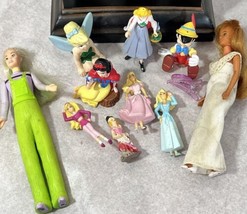 Disney  Princesses Minature Barbie  Dolls Lot Tinker Bell Snow White - £8.82 GBP