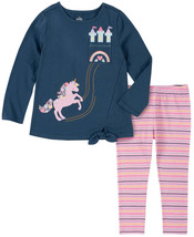 Kids Headquarters Toddler Girls Tie-Front Top and Striped Leggings Set, 2T - £7.45 GBP