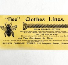 Bee Clothes Lines 1894 Advertisement Victorian Samson Cordage Boston 2 A... - $375.23 MXN