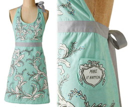 Anthropologie Molly Hatch Apron Make it Happen Blue Shower Hostess Mom G... - £39.54 GBP