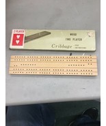 Vintage 2 Player Cribbage Board Game #1006 Wooden Board &amp; 6 Pegs In Box ... - $285.40 MXN