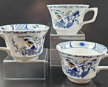 3 Wedgwood Volendam Flat Cup Set Vintage Blue Flower Bird Retro Dish Eng... - $36.60