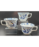 3 Wedgwood Volendam Flat Cup Set Vintage Blue Flower Bird Retro Dish Eng... - £28.68 GBP