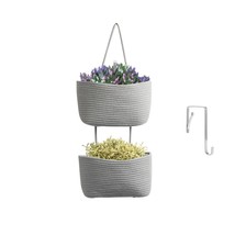 Over The Door Hanging Basket, Woven Cotton Baby Nursery Storage, 3-Tier Wall-Mou - £39.95 GBP