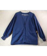 Tafford Scrub Top Womens XS Blue Cotton Long Sleeve Pockets V Neck Butto... - $220.27 MXN