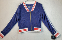 Champion Jacket Women Size Small Blue Cotton Pockets Long Sleeve V Neck Full Zip - £30.97 GBP