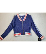 Champion Jacket Women Size Small Blue Cotton Pockets Long Sleeve V Neck ... - £30.79 GBP