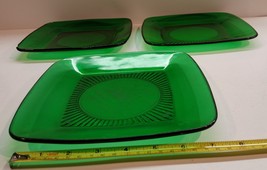Set of 3 Vintage Anchor Hocking Charm Forest Green Luncheon Plates 2 Chipped - £4.78 GBP