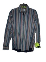 Visconti Men Shirt Striped Flip Cuff Button Up Long Sleeve Club Multicol... - £17.83 GBP