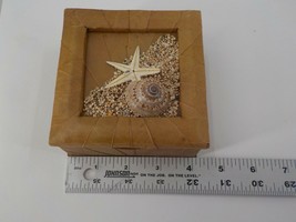 DELICATE LEAF COVERED BOX W NOTE PAPER HOLDER BEACH SHELLS STARFISH SAND... - £20.44 GBP