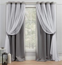 52&quot; X 84&quot; Soft Grey Exclusive Home Catarina Layered Solid Room Darkening - £36.00 GBP