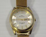*B) Madison by Mathey Tissot 9103 Men Gold Tone Stretch Band Quartz Wris... - $74.24