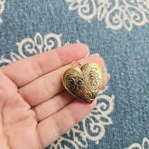 New Gold Ornate Floral Heart Locket Pendant - $34.99