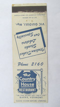 Country House Restaurant - Barre, Vermont 20 Strike Matchbook Cover Matchcover - £1.39 GBP