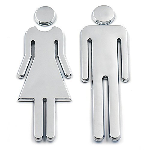 Bluemoona 1 Pair - Restroom Sign Bathroom Sign Modern Acrylic Adhesive Backed Me