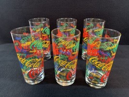 MINT! 6 Coca Cola Drinking Glasses 14 oz. Indiana Glass Co Cups - £17.96 GBP