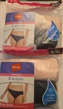 Hanes Women&#39;s 100% Cotton Hi-Cuts 2 Pack Lot of 2 - Total of 4 Size 8 - $16.82