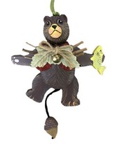 Katherine&#39;s Collection Jumping Jack Wooden Brown Bear Christmas Ornament OOP! - £13.92 GBP