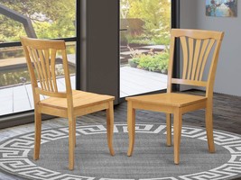 Set Of Two East West Furniture Avon Kitchen Chairs With Wooden Seats And Oak - £134.59 GBP