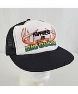 Vintage Novelty Snapback Trucker Hat Cap &quot;Happiness is Big Bucks&quot; Deer H... - £11.71 GBP