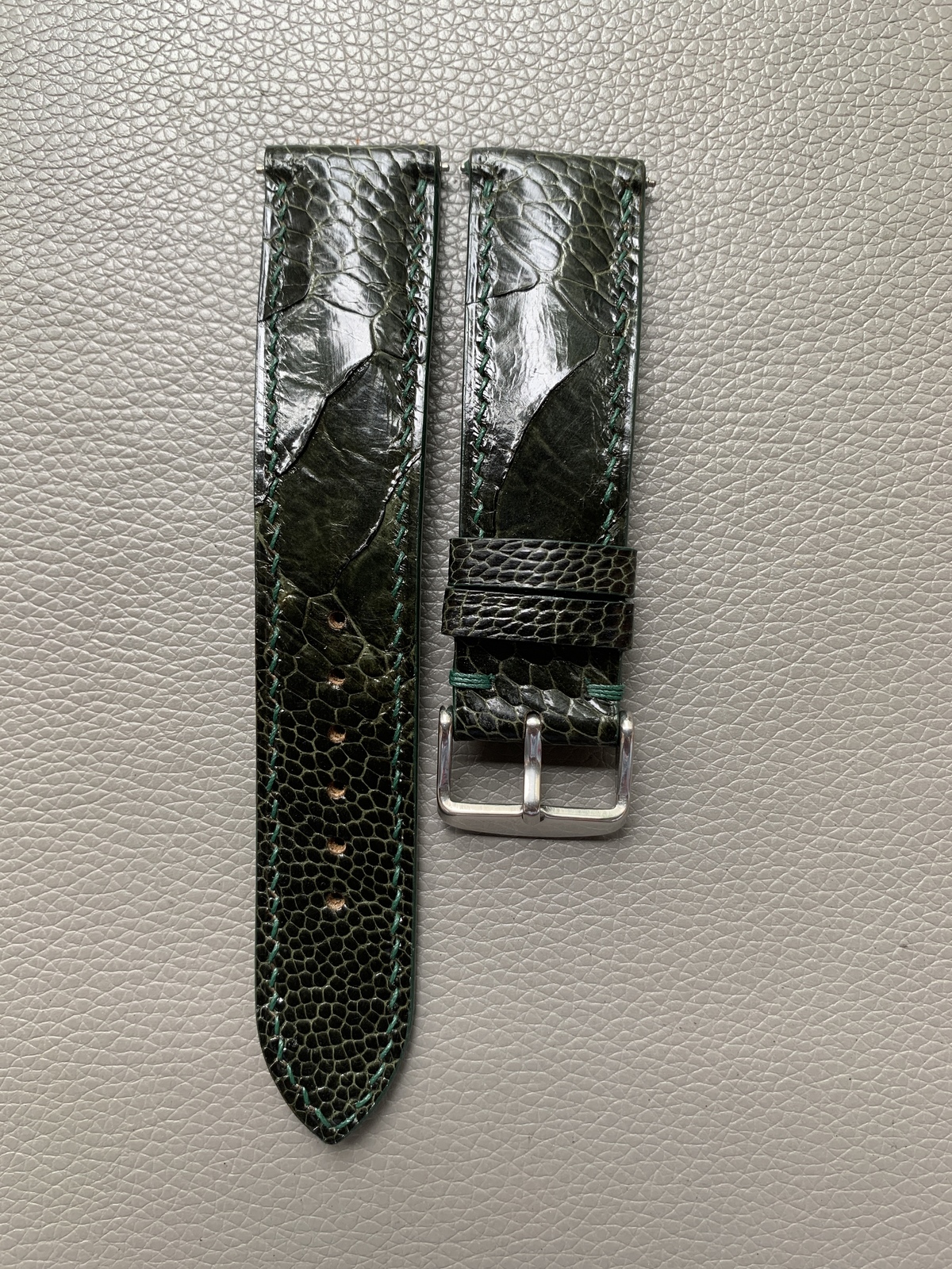 Green Genuine Ostrich Leather Watch Strap Band Custom Size 16 17 18 19 2... - $48.00