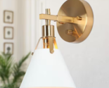 Home Decorators Granville Gold/White 1-Light Wall Sconce Bell-Shaped Met... - $40.39