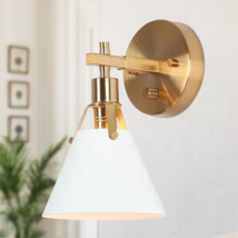 Home Decorators Granville Gold/White 1-Light Wall Sconce Bell-Shaped Metal Shade - £32.36 GBP
