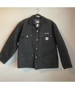 Vtg CARHARTT XL Black Button Up Chore Jacket Faded Distressed Blanket Lined - $2,394.79 MXN