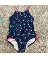 Speedo Girls Size Medium One Piece Swimsuit Neon Stars Print Tie Side - $12.64