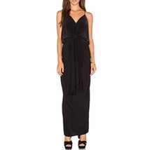 Misa Los Angeles Domino Tie Front Black Maxi Dress, Women&#39;s Size XS - $49.49