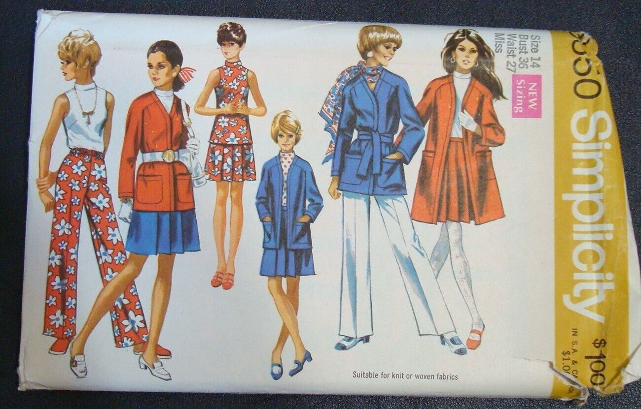 Primary image for 1969 Simplicity Sewing Pattern 8650 Womens Jacket Skirt Blouse Pants Sz 14 Uncut