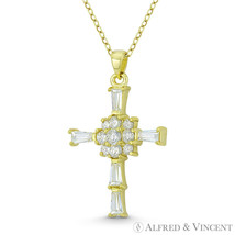 Rosicrucian Rose Cross Cubic Zirconia CZ Sterling Silver 14k Gold-Plated Pendant - £20.90 GBP+