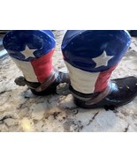 Texas Cowboy Boots Salt Pepper Shakers Ceramic Flag Vintage ReAd Western... - $265.49 MXN