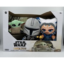 Mattel Star Wars Mandalorian 8” Plush Grogu &amp; Ahsoka Tano 3pk New - £12.95 GBP