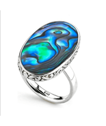Samuel B. Sterling Silver Bezel Set Abalone Balinese Oval Ring, Sizes 6,... - $121.72 CAD