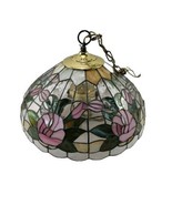 Vintage Leaded Stained Glass Floral Lamp Light Shade Slag Glass LARGE HEAVY - $3,011.92 MXN