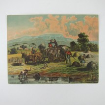 Victorian Trade Card LARGE Farmers Hay Wagon Girls Bufford Boston Antiqu... - $19.99